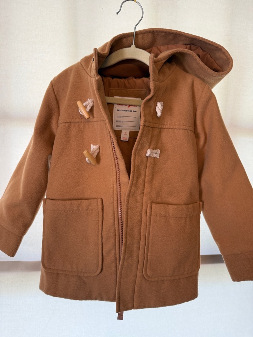 Cat & Jack Camel Hooded Toggle Coat